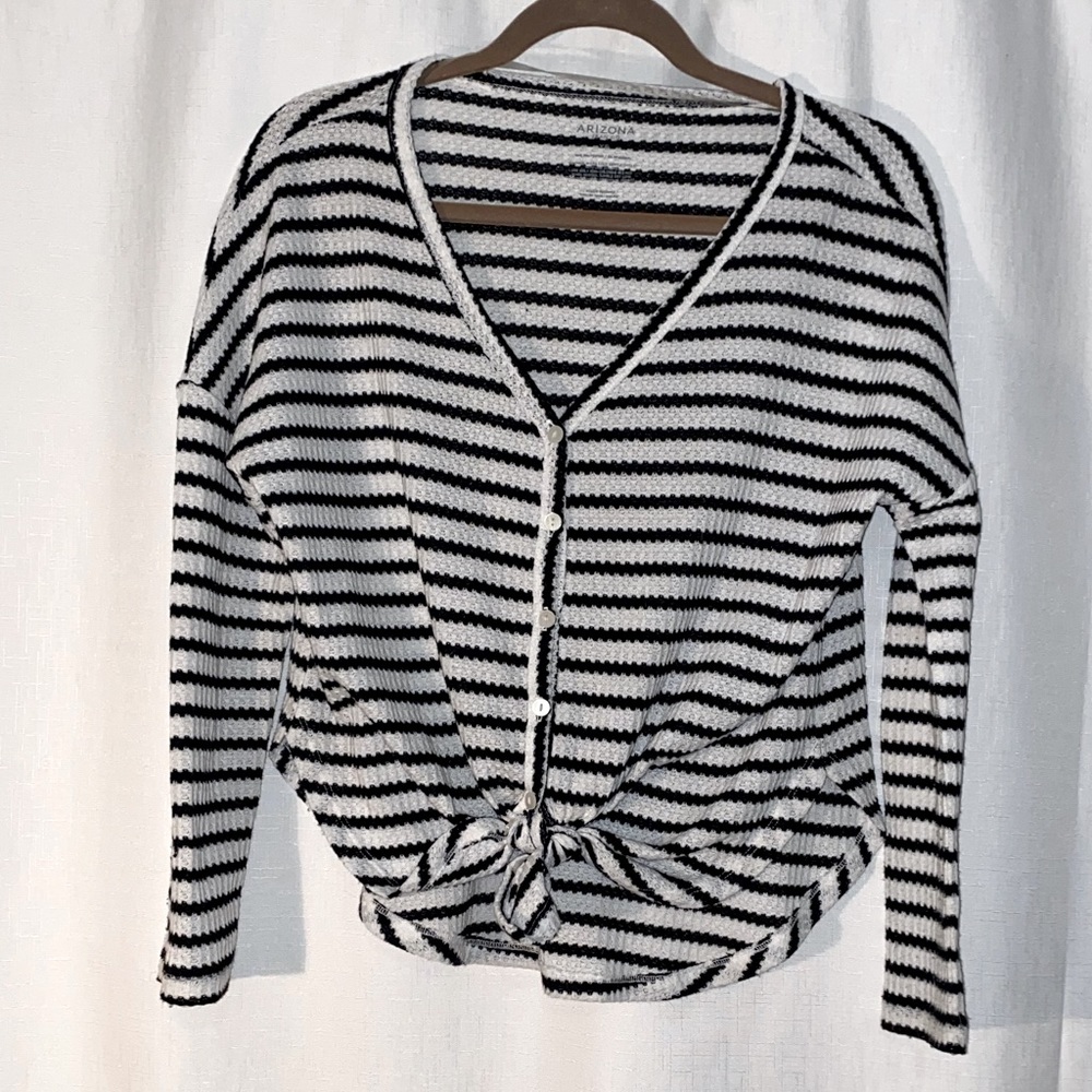 Arizona striped waffle knit button up shirt